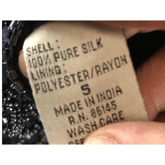 SOLD- Sean Collection Blue Navy Heavy Beaded Size Small Formal Dress with Matchi - Picture 5 of 5